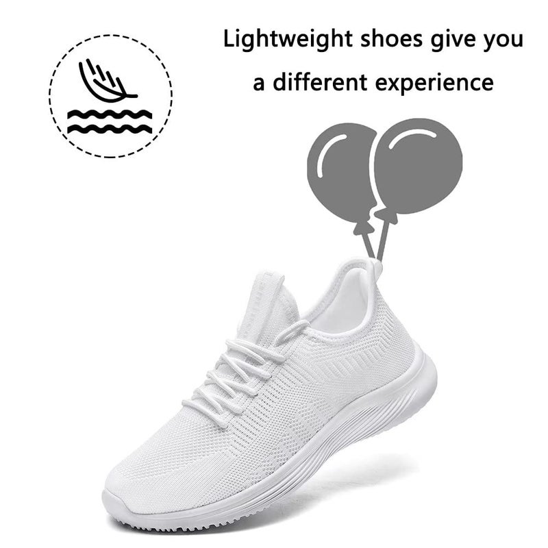 Lamincoa Womens Slip On Walking Shoes Non Slip Casual Road Running Lightweight Mesh Fashion Sneakers for Gym Travel Workout White - Image 2